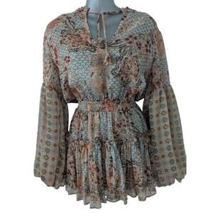 MISA Los Angeles Sz XS Floral Ruffle Flounce Mini Dress